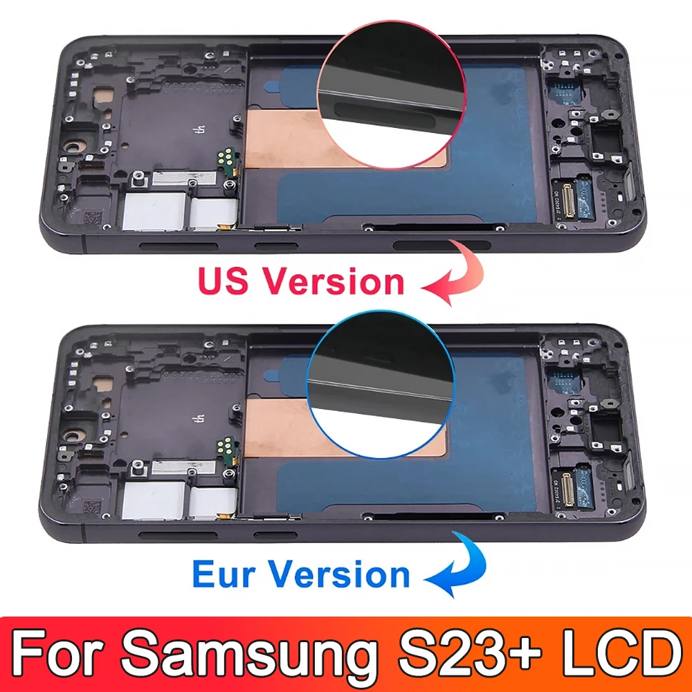 100%Test S23+ 5G LCD For Samsung S23 Plus LCD Display Touch Screen Digitizer For Samsung S23 Plus 5G S916B S916U With Frame