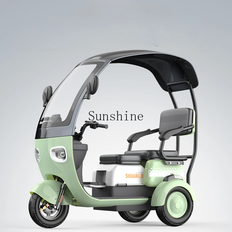 

Closed electric tricycle with canopy for the elderly leisure home pick up children battery travel