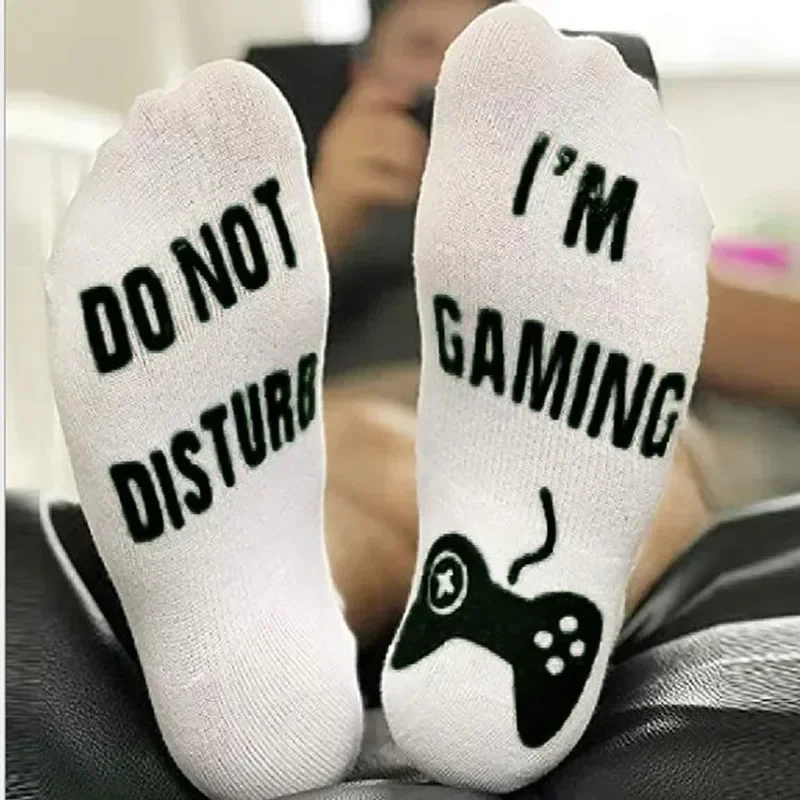 Mode Herren Bootssocken Sommer 3D Brief DO NOT DISTURB I'M GAMING Print Lustige süße Baumwolle Low Cut Knöchel Hausschuhe Crew Socken