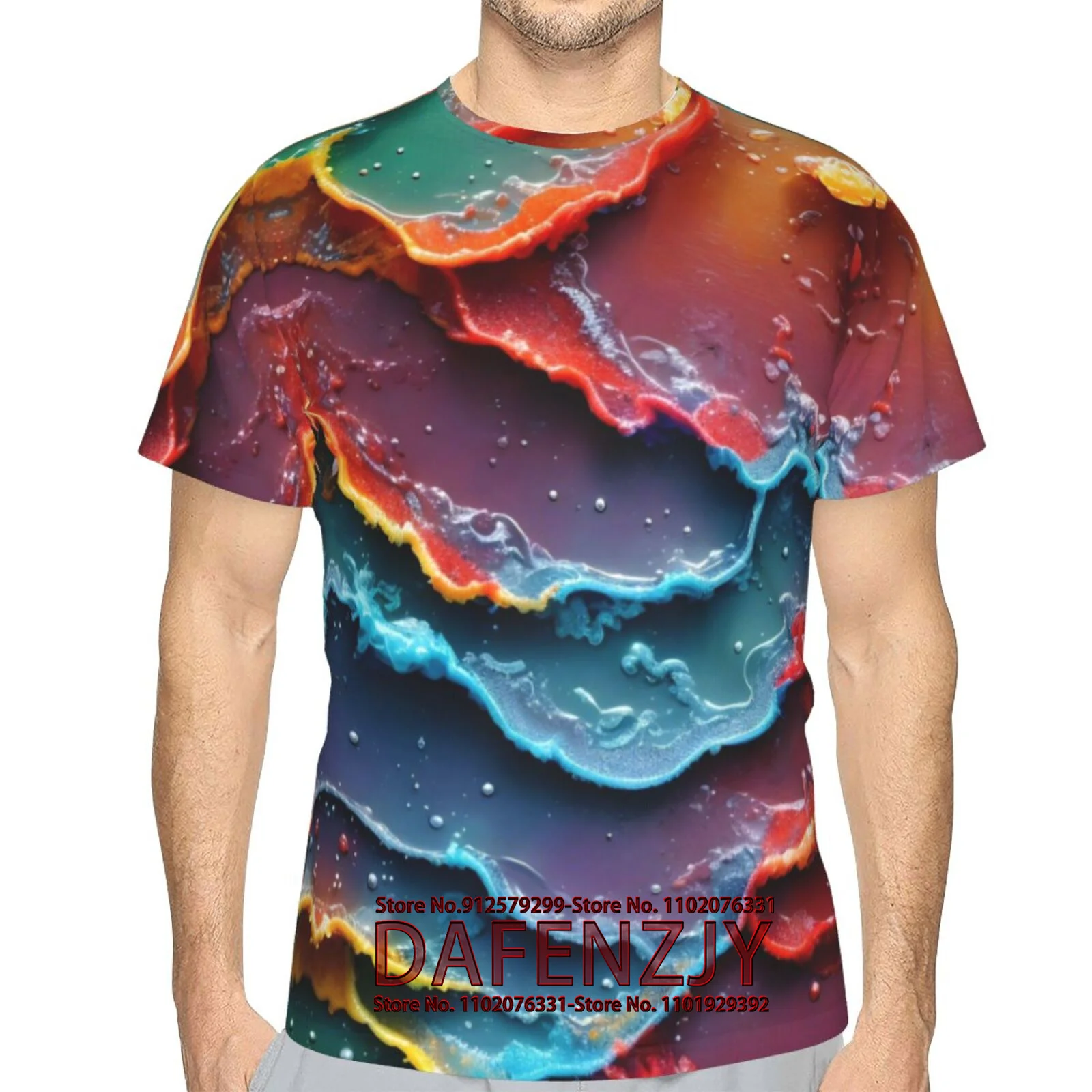 Abstract Tie Dye 3D Print T-shirt Men 2024 Creative Casual Short Sleeve Harajuku Street Top