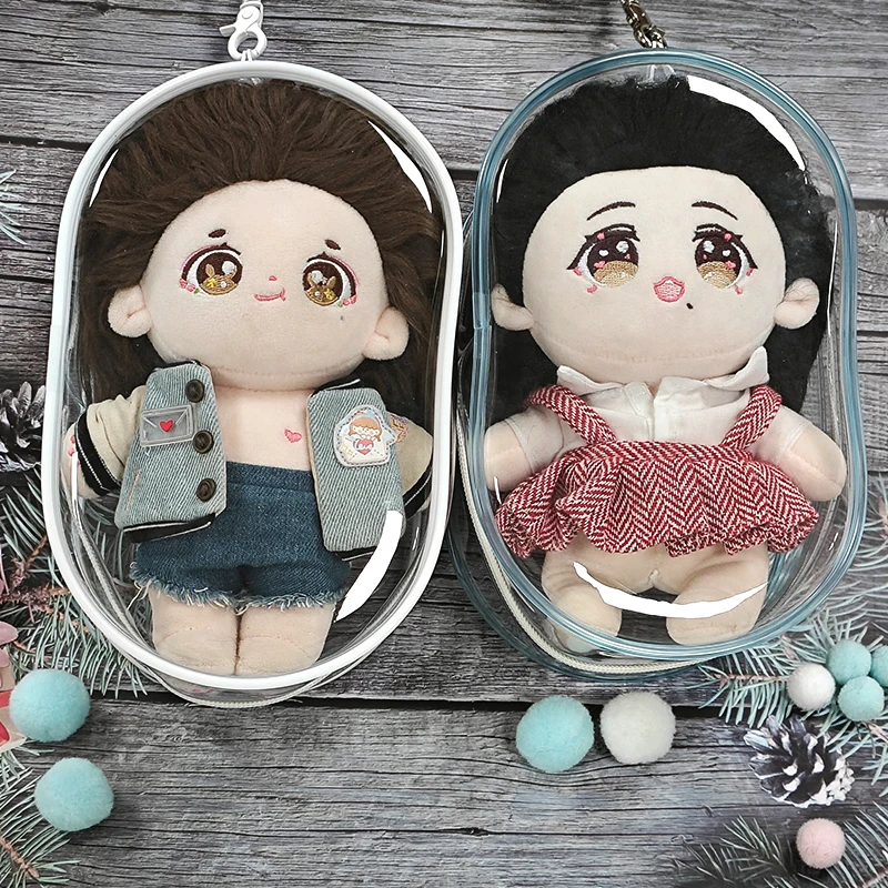 20CM przezroczysta torebka dla lalek przezroczysta pluszowa torba dla lalek w nowym stylu moda damska dziewczęca torby na ramię Crossbody dla Anime Cartoon Plushy