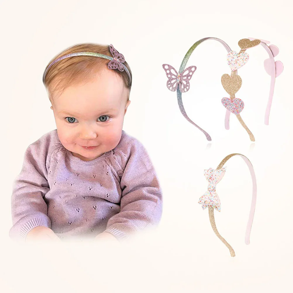

3Pcs Kids Heart Shape Hair Hoops Baby Girl Sequin Party Headdress Lovely Baby Hair Accessories for Birthdays Gifts Christmas