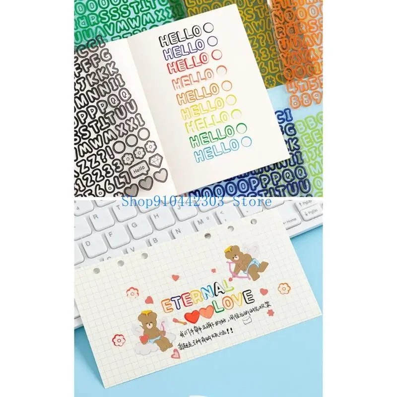 L4MD Colorful Letter Number Sticker Waterproof PVC Scrapbooking Sticker For Journaling Notebook Planner Phone Case Decoration