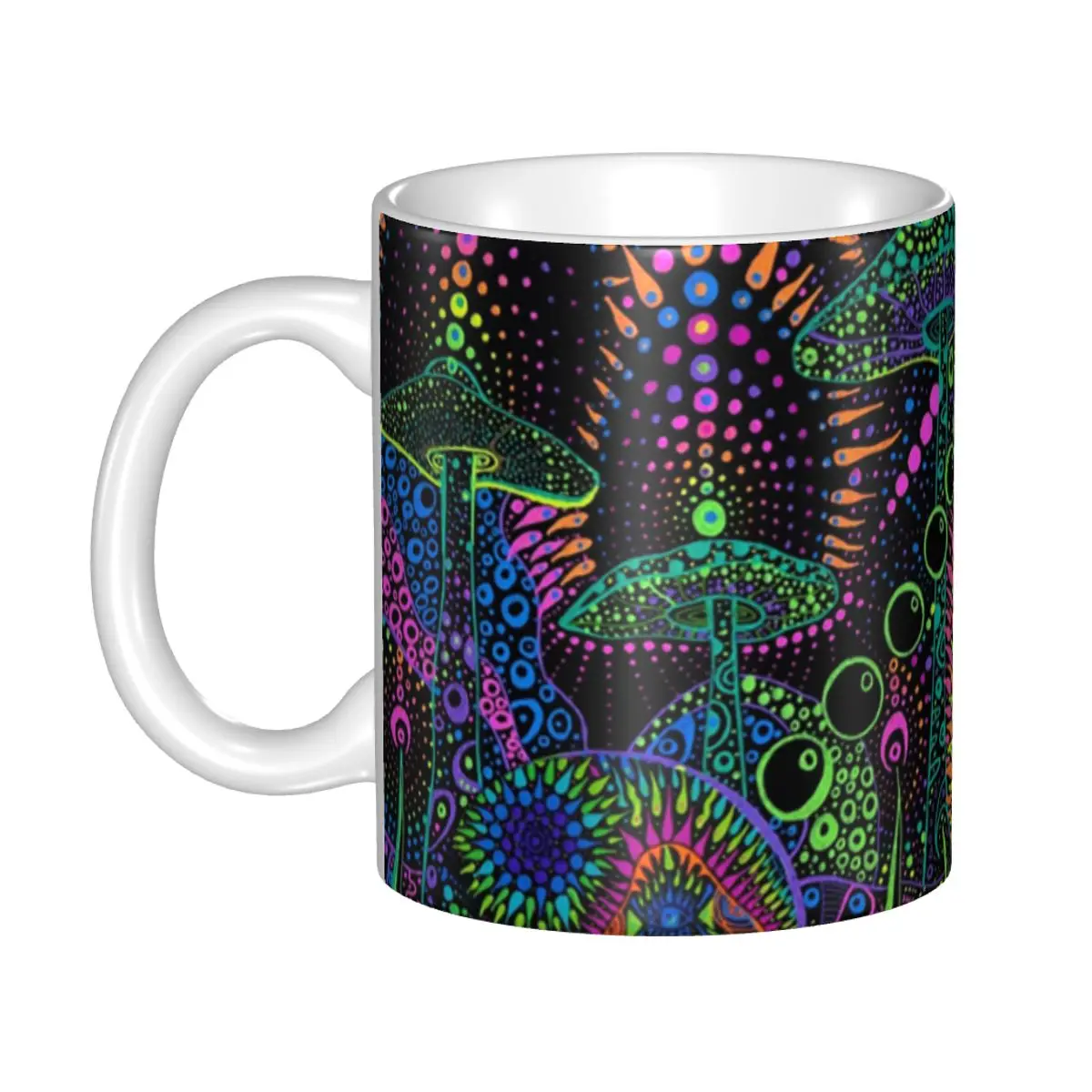 

Magic Mushroom Trippy Psychedelic Neon Pastel Goth Mug Custom Ceramic Coffee Mug Cup Creative Present