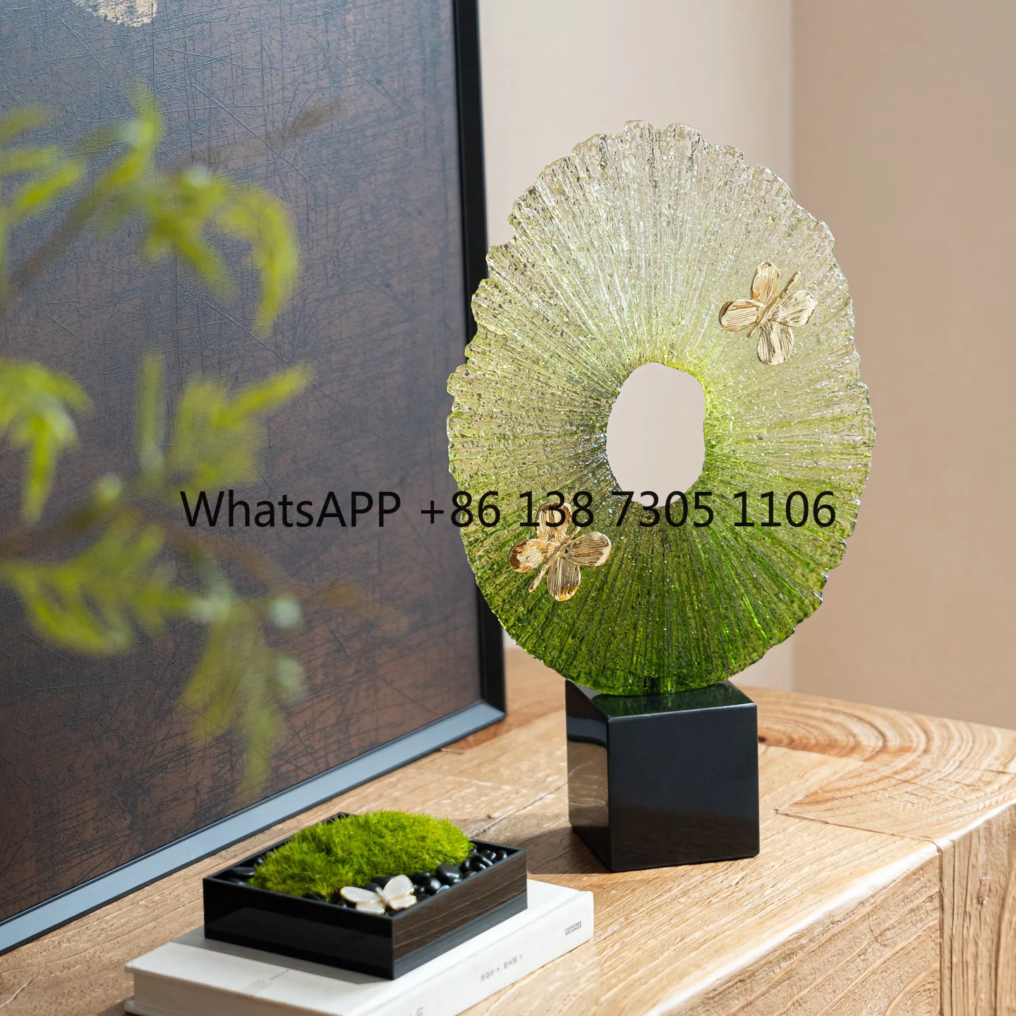 

Современная новая темно-зеленая скульптура в китайском стиле с прозрачной текстурой, художественное украшение для входа в гостиную