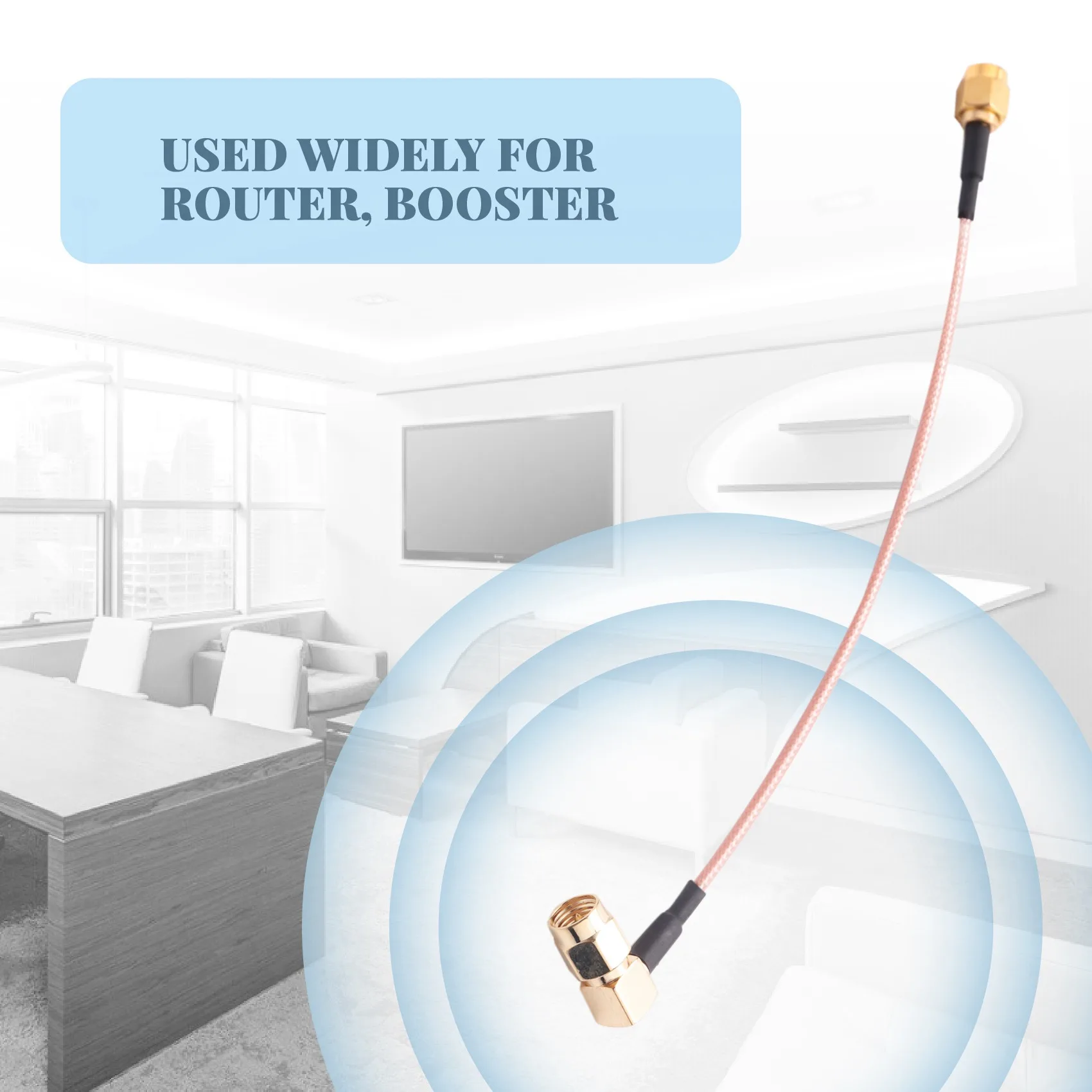 Ângulo direito Jumper Pigtail cabo, SMA plugue macho, RG316, 6"