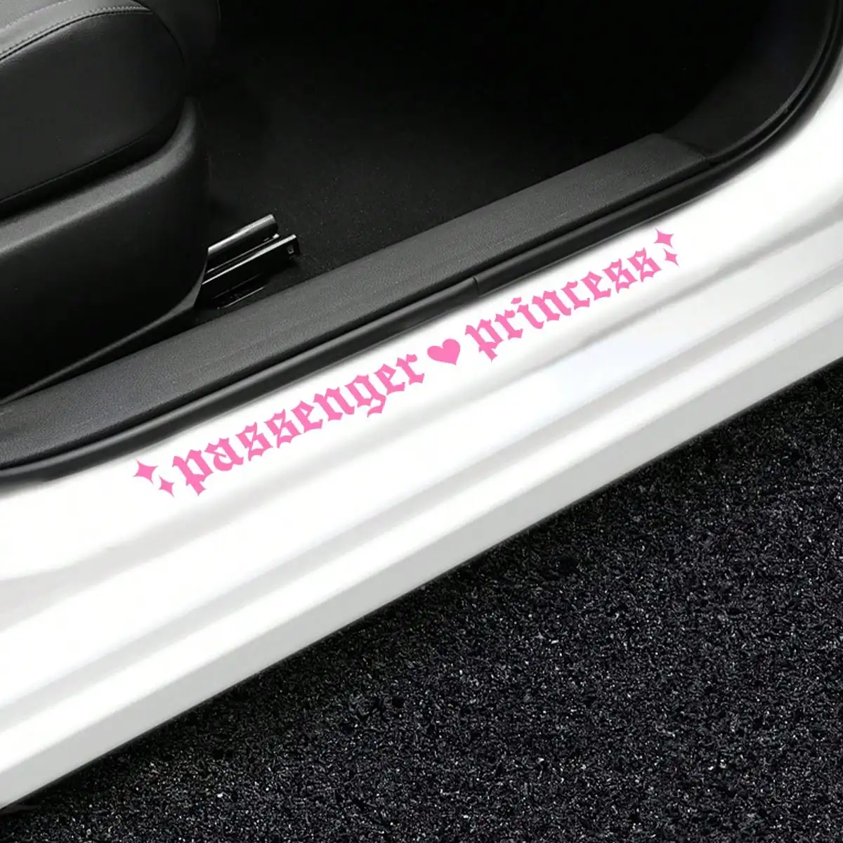 Passenger Princess Car Sticker, Cute Gothic Vinyl Decal for Door Sill, Window, Aesthetic Car Accessories for Girls