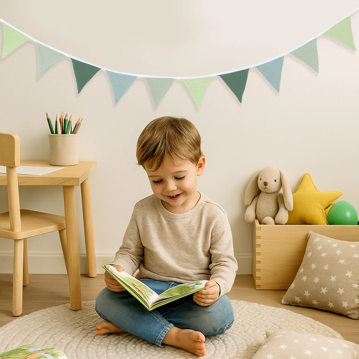 1 مجموعة حكيم الأخضر مثلث أعلام الرايات بوهو شيك معلقة العلم للخضرة دش الفصول الدراسية الزفاف حفلة عيد ميلاد زينة