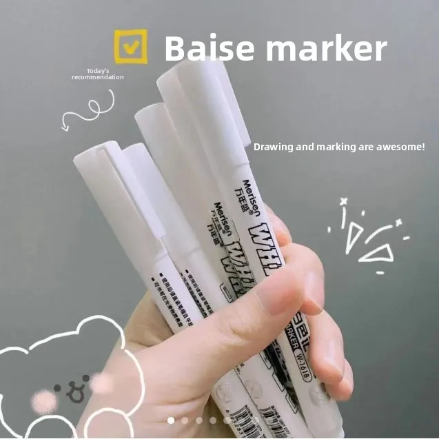 New 12PCS Waterproof Metal Marker Permanent White Paint Pen Washing Art Painting Graffiti Pens Fabric Wood Leather Marker1MM