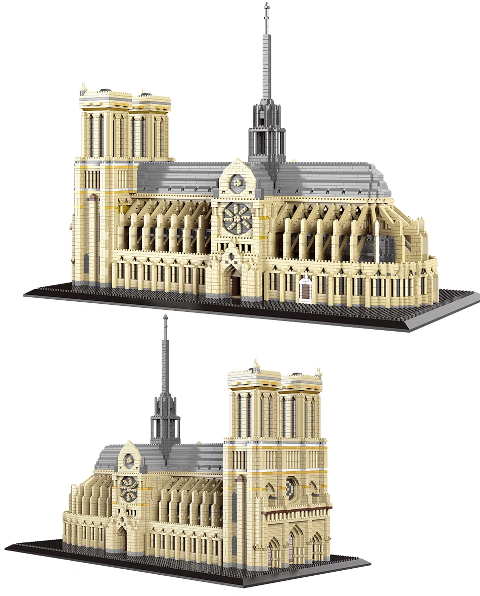 Mini blocs de construction de l\'architecture mondiale pour enfants, Notre-Dame DE Paris, modèle d\'église, briques de ville, jouets, plus de 7380