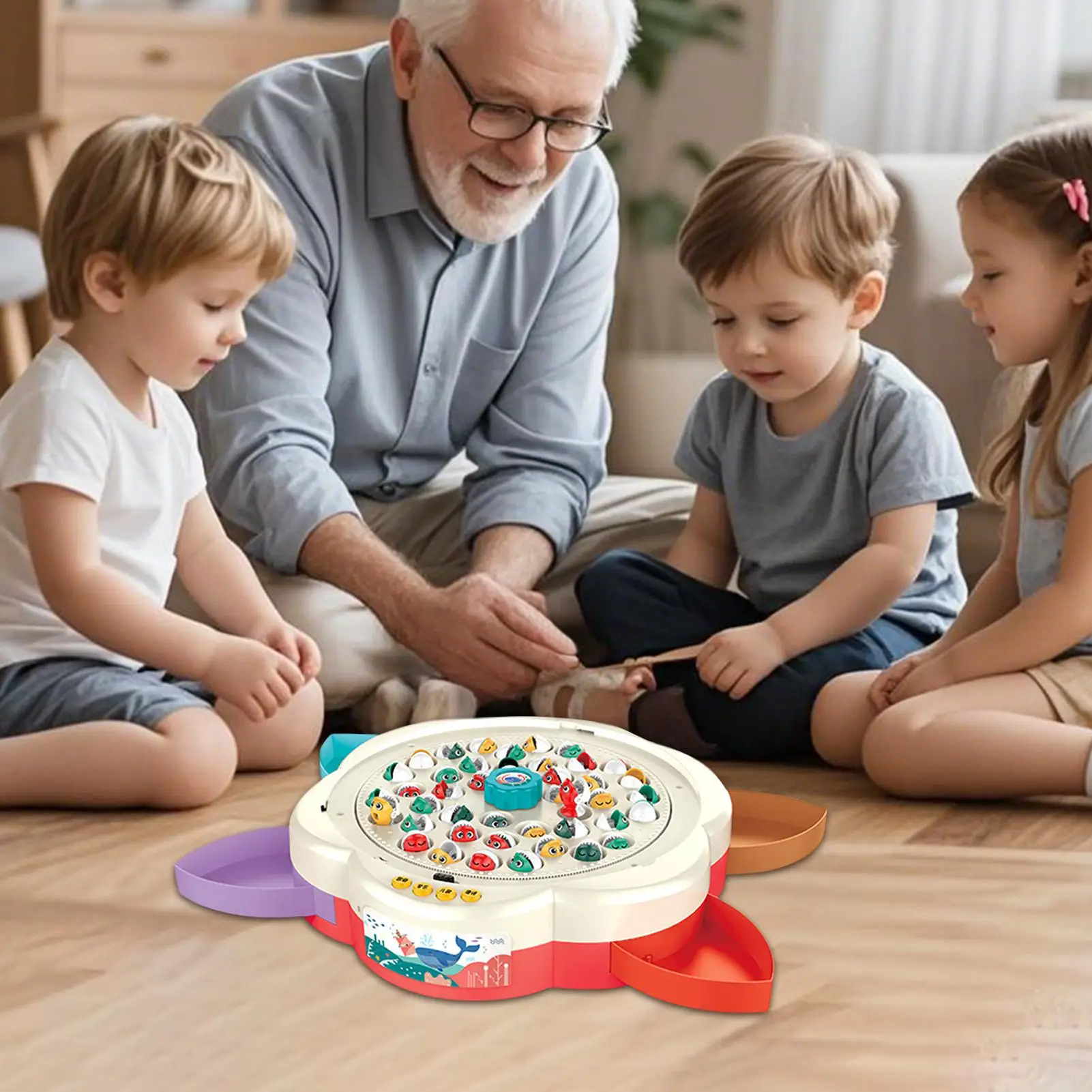 幼児用釣りゲーム 幼児用釣りおもちゃ ボードゲーム 音楽付き 親子絆学習活動 4-6歳用