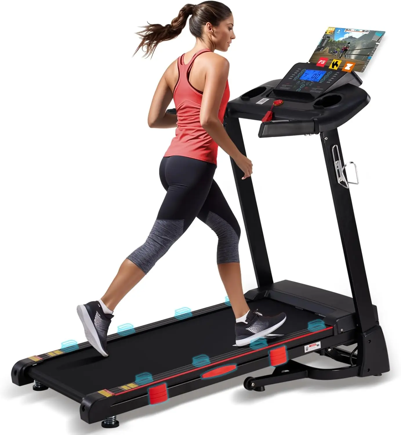 15% Treadmill for Home, 0.5-10 MPH Speed, Foldable Treadmills with APP, Speaker, 18