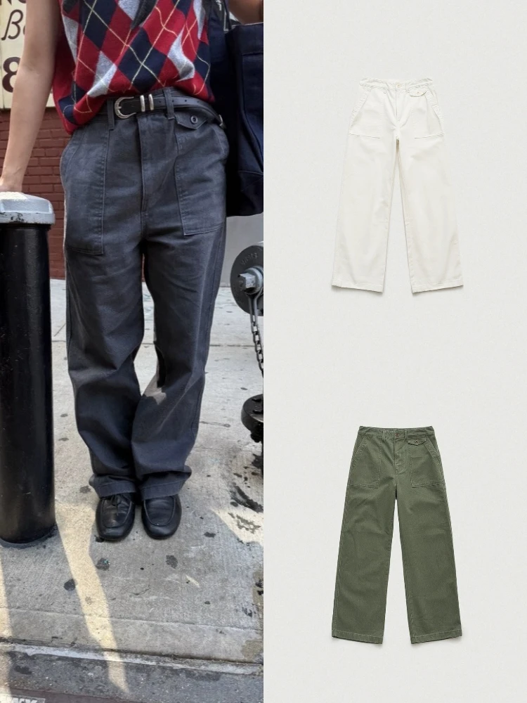 

East Gate Eight Milk Loose Wide Leg Pants High Waist Straight Leg Casual Trousers for Women Comfortable Slimming Vintage Sle