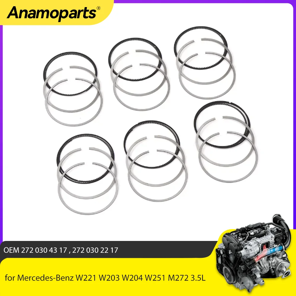 

6x Piston Rings 92.9mm Fit 3.5L V6 GAS For Mercedes-Benz W221 W203 W204 W251 M272 C350 GLK350 S400 GL450 3.5L 06-15 2720304317