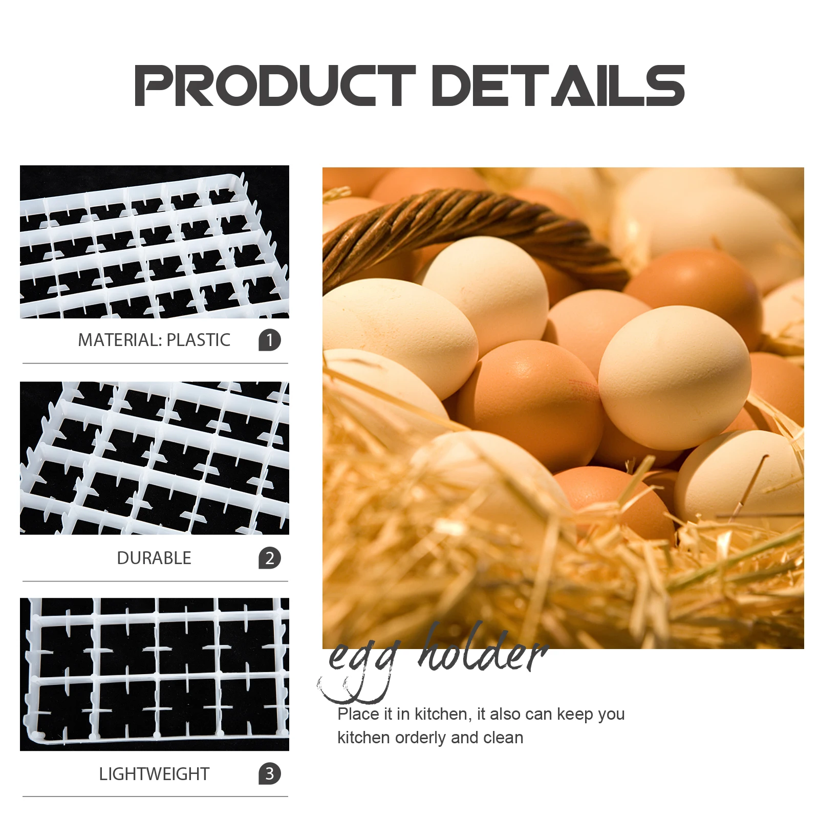 

88 Compartments Hatching Egg Tray Durable Plastic Protect Eggs Lightweight Incubation Chicken Fixing Container Storing Home Use