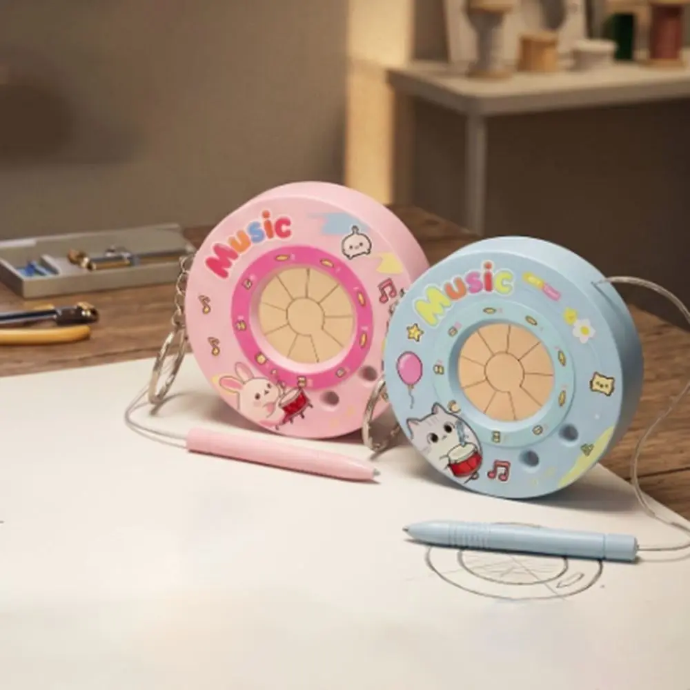 Round Recording Electronic Drum Keychain Sounding Cartoon Electronic Piano Drum Keychain Playable Mini