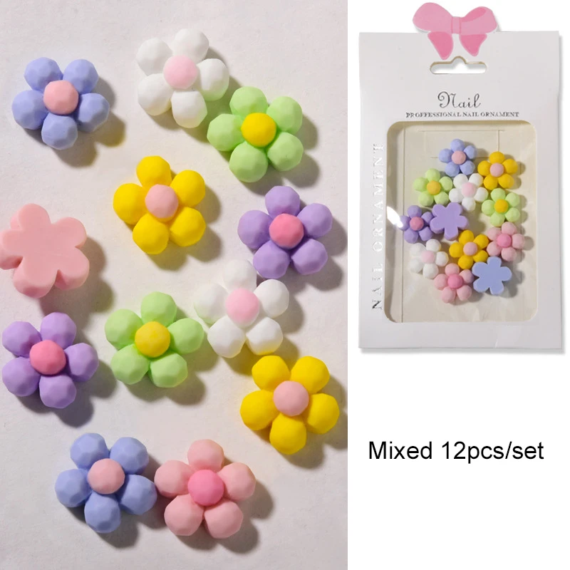 12pcs/set 3d Flower Cartoon Nail Art Decorations Luxury Nail Charms Flowers Nails Art Design Suplies Accesoires Charms for Nails