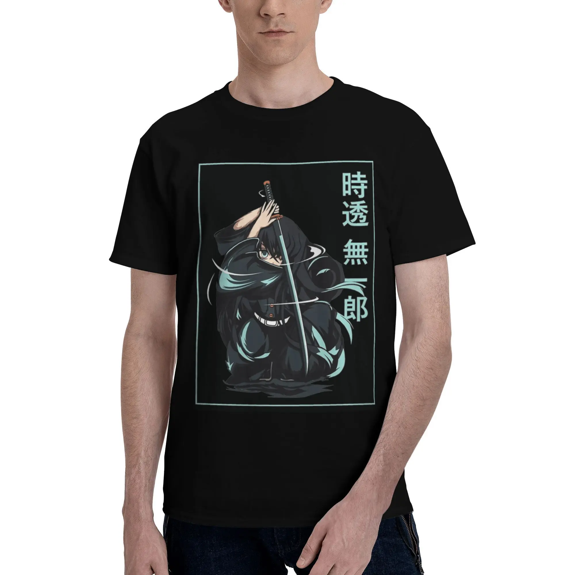 Muichiro Tokito Men T Shirt Kimetsu no Yaiba Humorous Tee Shirt Short Sleeve Crew Neck T-Shirts 100% Cotton Gift Idea Clothes