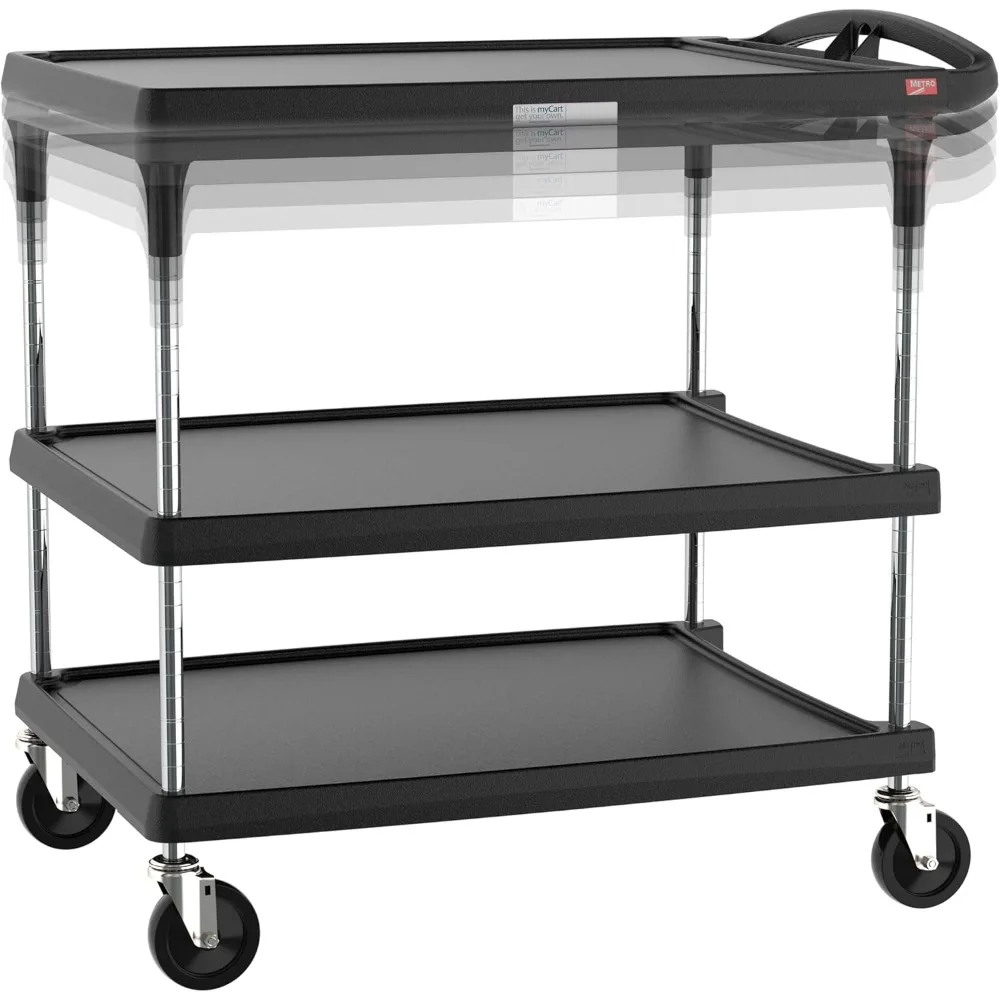 

Rolling Utility Cart Food Serving Cart Hotel Trolley Handcart Portable Bar Mobile Coffee Dining Storage Vodka Furniture Black