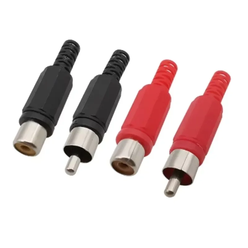 10pcs 5red 5black Plastic lotus audio and video  RCA male welding head AV male plug/Female socket lotus plug welding connector