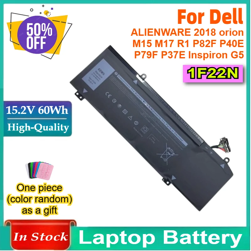 

15,2 В 60 Втч 1F22N Аккумулятор для ноутбука Dell ALIENWARE 2018 Orion M15 M17 R1 P82F P40E P79F P37E Inspiron G5 5590 G7 7590 7790