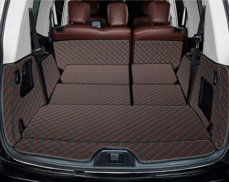 High quality! Full set car trunk mats + Rear door mat for Infiniti QX80 7 8 seats 2022-2013 cargo liner mat boot carpets cover