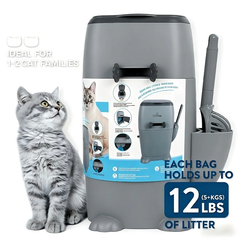 Fully‑Sealed Odor‑Proof Cat Litter Bin, Detachable Inner Waste Bucket, Home Odor‑Lock Pet Waste Storage Pail
