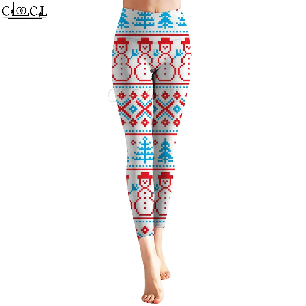 CLOOCL Leggings da donna Pantaloni attillati stile bohemien Fiocco di neve Stampa grafica geometrica Pantalones Ajustados Leggings fitness