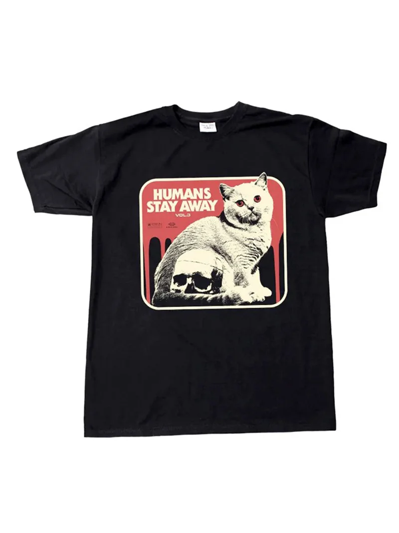 

Loose ex Bla Punk Ro T-irt Humana Stay Away Printed Cotton Casual Top for Youth Summer Breathable Anti-Wrinkle