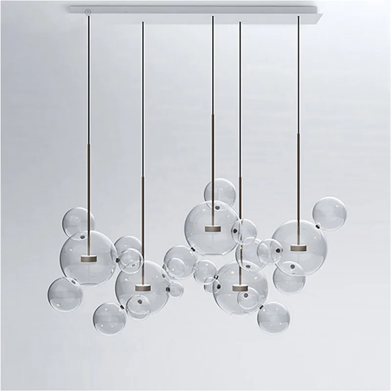 

LED E27 Postmodern Gold Silver Black White Glass Bubbles Chandelier Lighting Lustre Suspension Luminaire Lampen For Foyer