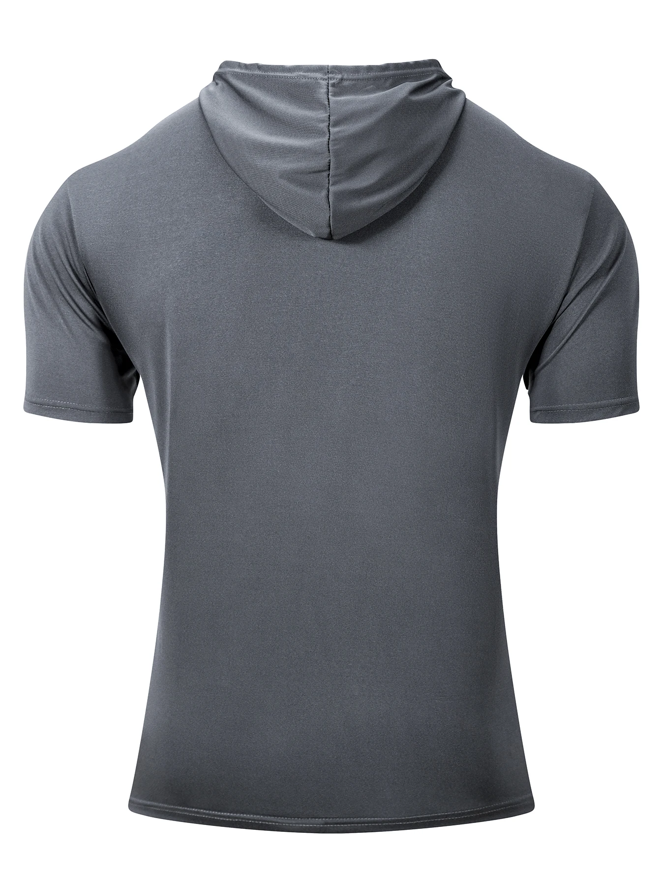 Sommer männer Mit Kapuze Sweatwear Casual Kurzarm Lose T-shirt Einfarbig Leichte Hoodie Fitness Atmungsaktive Tops – Detail 7