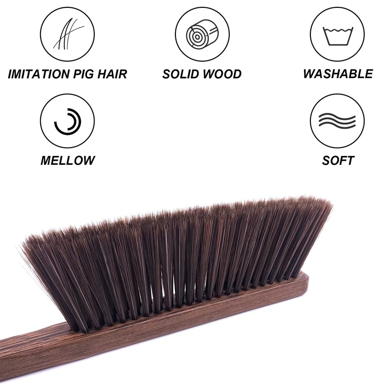 Hand Broom Cleaning Brushes-Soft Bristles Dusting Brush For Cleaning Car/Bed/Couch,Wooden Handle