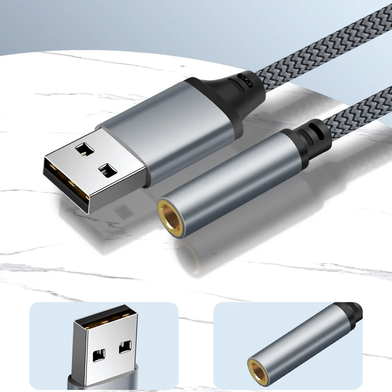 0.5 متر/1 متر/2 متر/3 متر USB ذكر إلى 3.5 مللي متر أنثى الصوت مهايئ الرافعة TRRS جاك المتكلم محول سماعة خارجية ستيريو كارت الصوت 24bit 9 #3