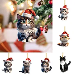 2025 Christmas Ball Cat Ornament 2D Acrylic Funny Cat Ornaments Christmas Tree Cat Hanging Decorations Home Party Xmas Decor