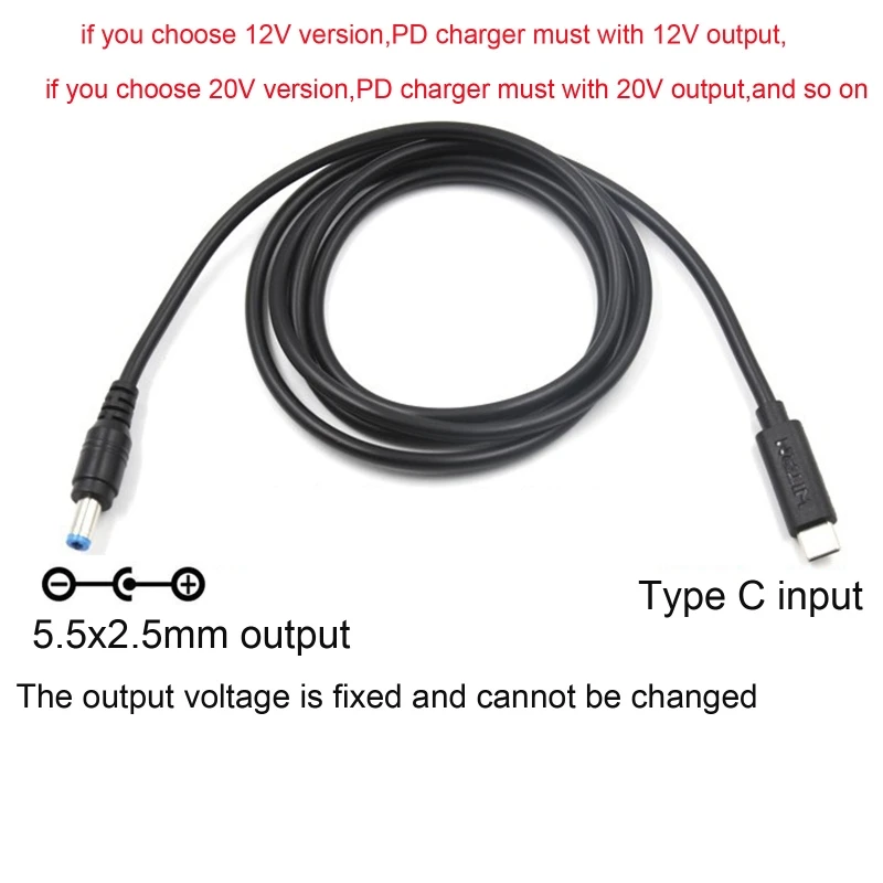 HOT USB C Type C PD to 9V 12V 15V 20V 5.5x2.5mm Power Supply Cable for Wireless Router Laptop LED Strip Speaker CCTV Camera