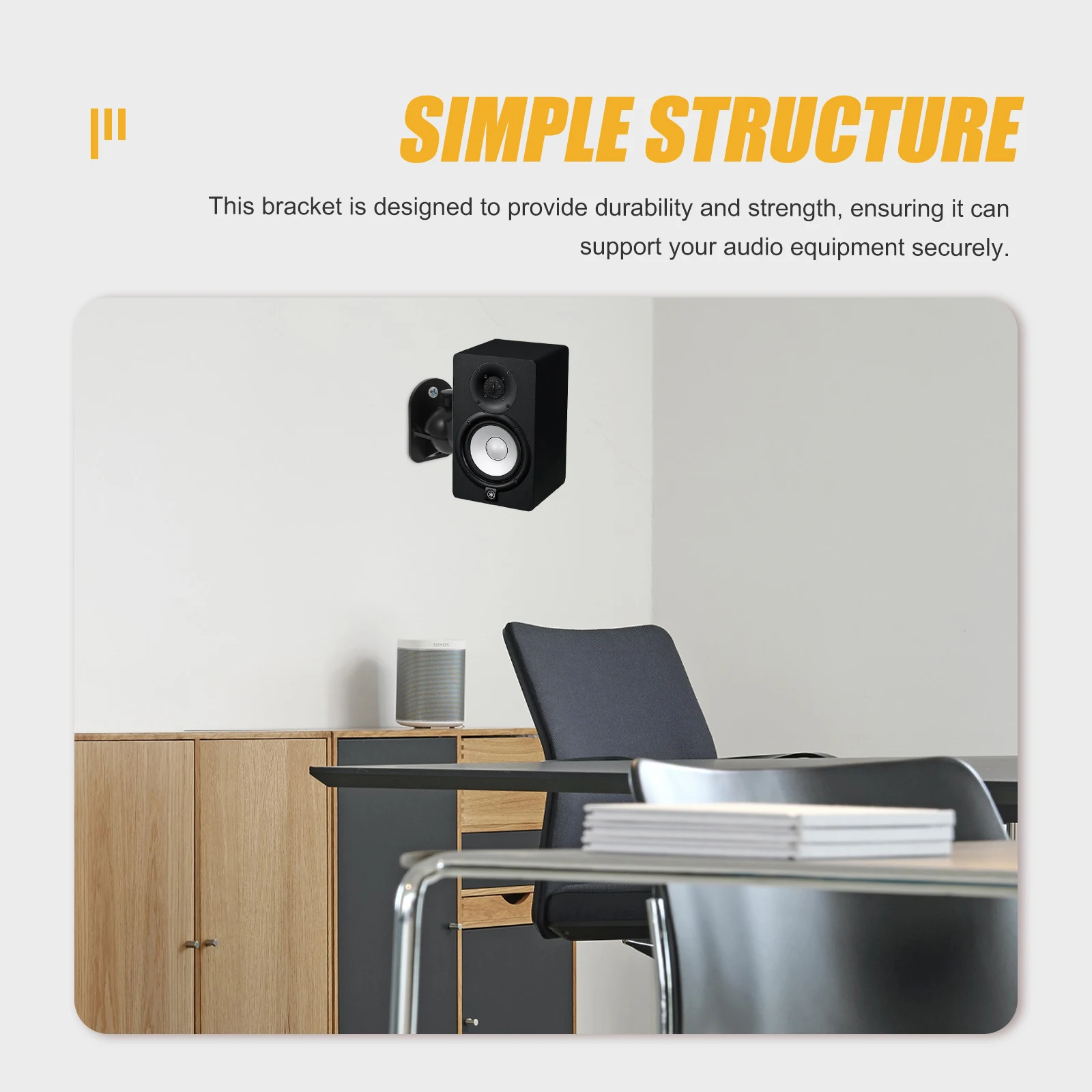

4PCS Speaker Wall Mount Brackets Audio Stand Adjustable Long Arm Black Bookshelf Box Monitor Surround Sound Holder Rack
