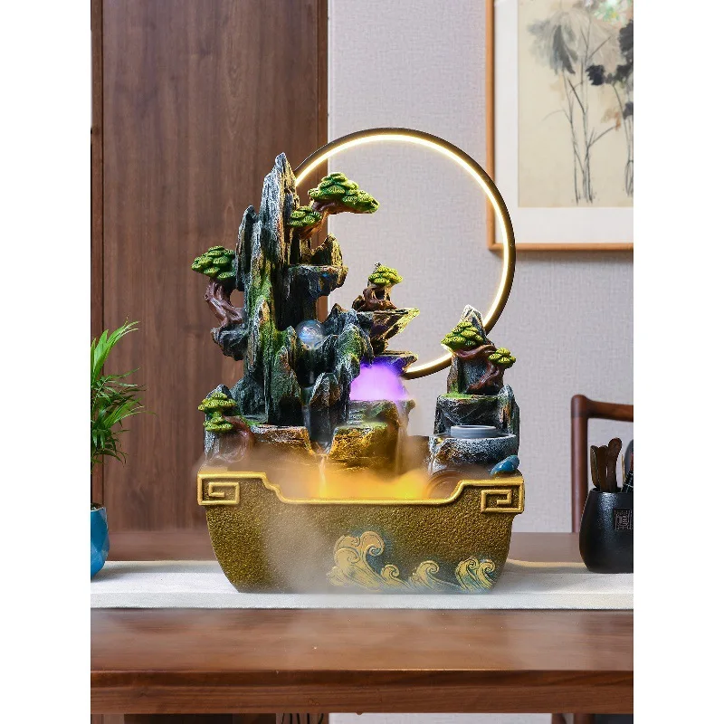 rockery, flowing water makes money, fountain feng shui wheel, living room desktop humidifier, circulating water ornament