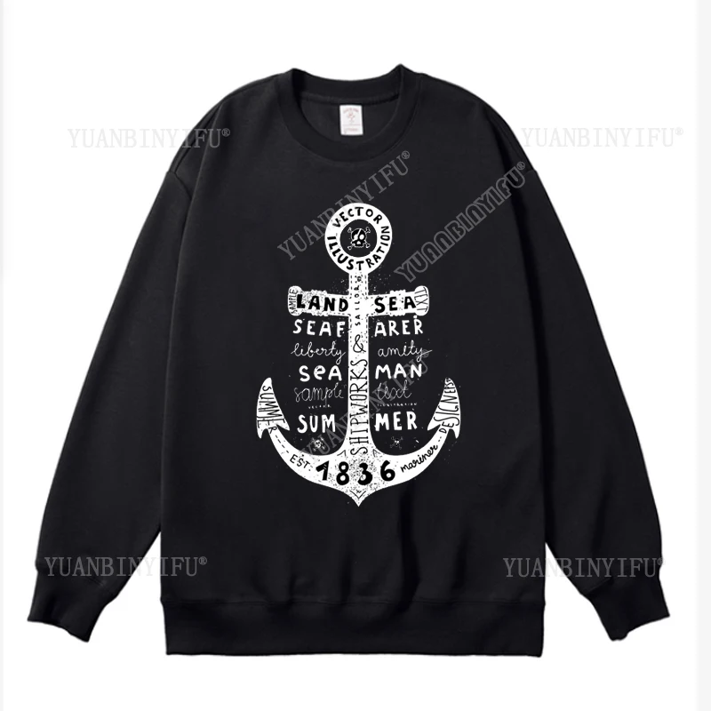 

Классический свитшот Harajuku Refuse To Sink Marine Marine Boat Anchor с круглым вырезом и длинными рукавами, свободная футболка унисекс, повседневная и универсальная