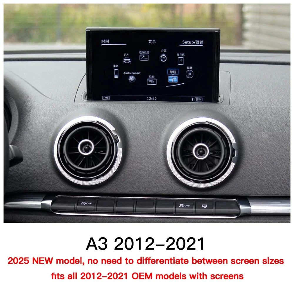 AUTOABC CarPlay اللاسلكي لأودي A3 S3 8V 2012-2021 أندرويد أوتو مع وصلة مرآة AirPlay وظائف الملاحة الكاميرا العكسية