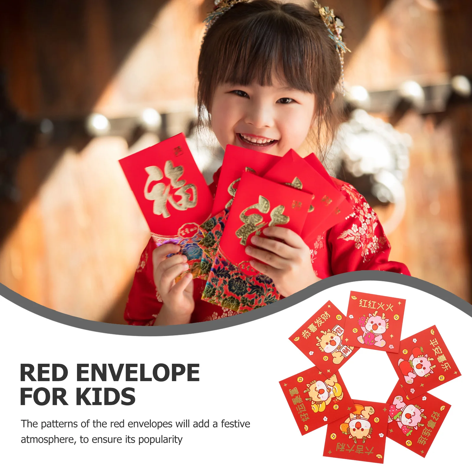 

6Pcs Dragon Pattern Red Envelopes Paper Money Bags New Year Festival Red Packets Chinese Style Lucky Pouches Money Pouches