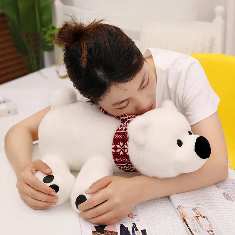 28/36/43CM Lovely Polar Bear Plush Toys Cute Soft White Bears With Scarf Dolls Stuffed Animal Pillow Girls Valentine's Gift