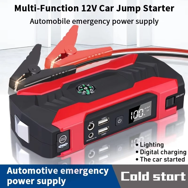 High Efficiency 1000 Cycles Jump Starter 12v  Output for Trucks and Motorcycles Compact Design with LED Light Function