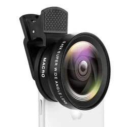 Two-In-One Functions Mobile Phone Lens 0.45X Wide Angle Len & 12.5X Macro HD Camera Lens Universal for iPhone Android Phone