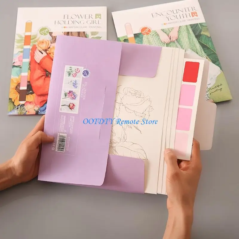 4 Sheets Portable Watercolor Painting Book Graffiti Picture Coloring Book with Paint Brush for Art Enthusiasts