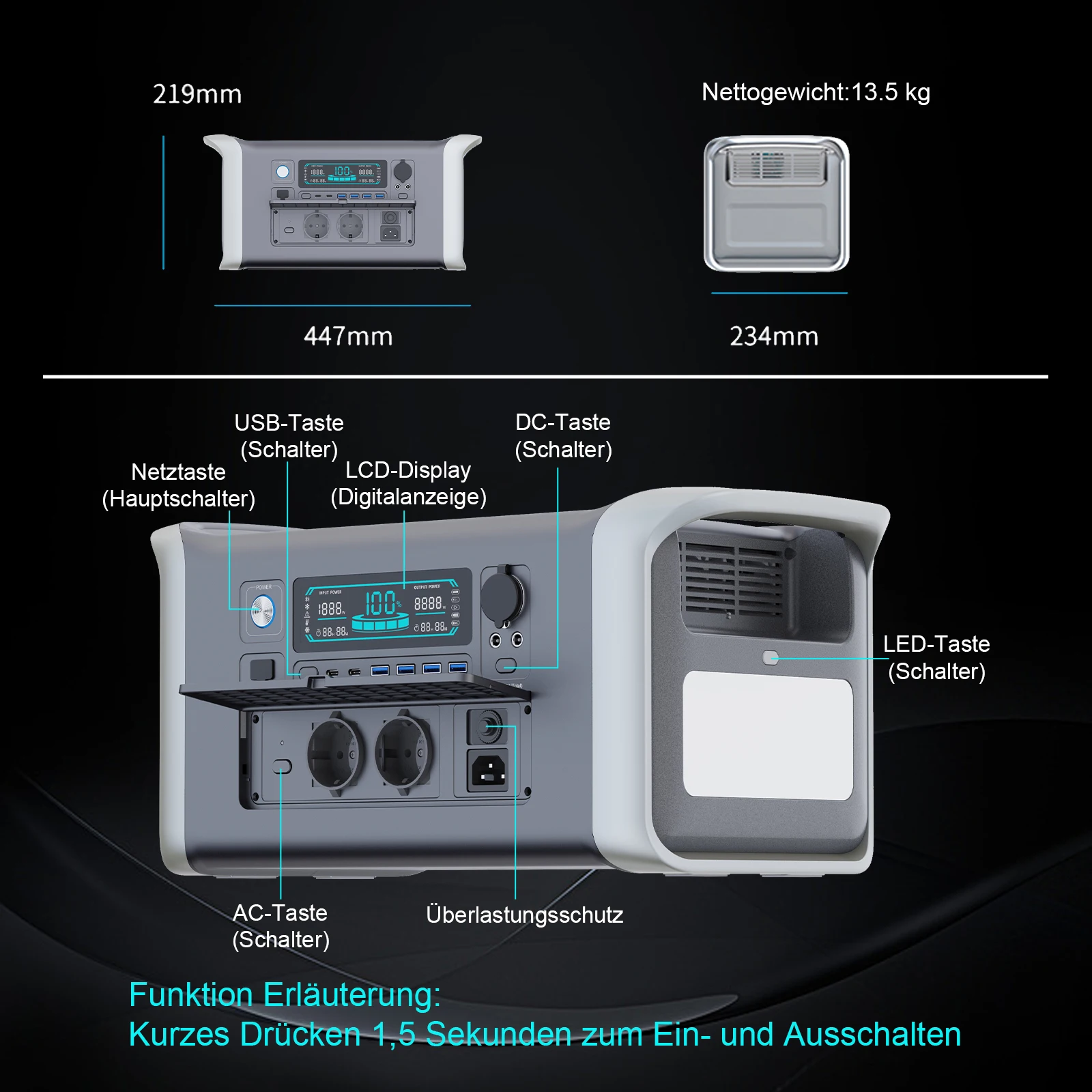 CTOLITY AP1000 1024WH 1800W مولد الطاقة الشمسية المحمولة محطة طاقة التخييم UPS وظيفة إمدادات الطوارئ السفينة إلى UA من بولندا #5