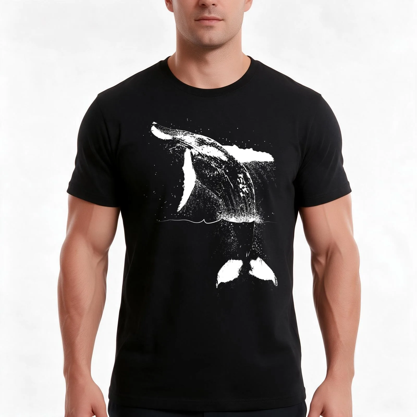 Breaching Humpback T-Shirt Summer Casual Cotton Tee Oversized Streetwear Tops Vintage Graphic Print Loose Fit Short Sleeve