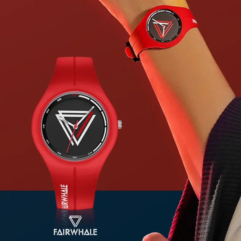 FAIRWHALE 4320 여성 패션 시계 실리콘 스트랩 스포츠 방수 석영 시계 커플 손목 시계 여자를위한 선물