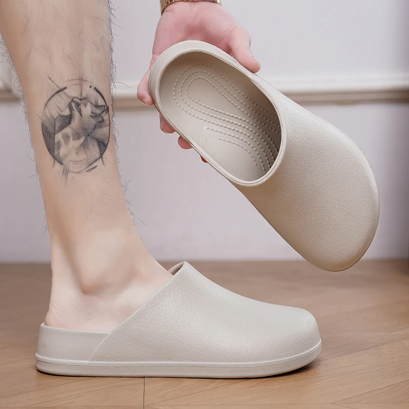 Men Slippers WaterProof Anti Skid Chef Shoe Breathable Slip on Casual Home Slippers Lightweight Beach Sandals Male Garden Clogs - view 5