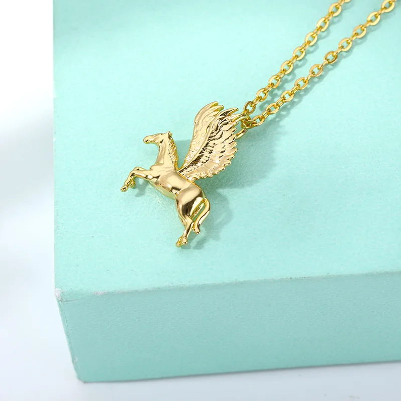 Fashion Cartoon Pegasus Pendant Necklace For Women Gold Color Stainless Steel Chain Adjustable Necklace Wedding Jewelry Gift New