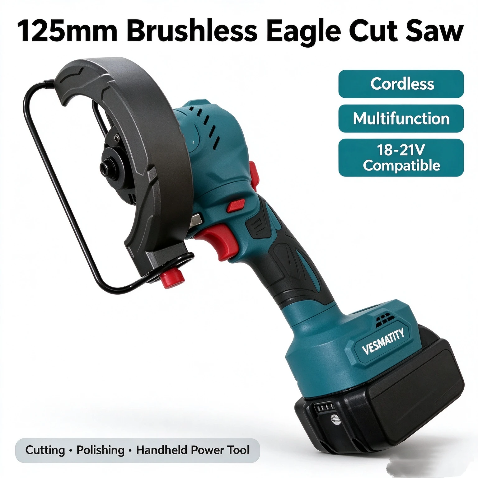 125mm Brushless Mini Eagle Cut Saw Cordless Angle Grinder Multifunction Cutting Polishing Power Tool For 18-21V Lithium Battery